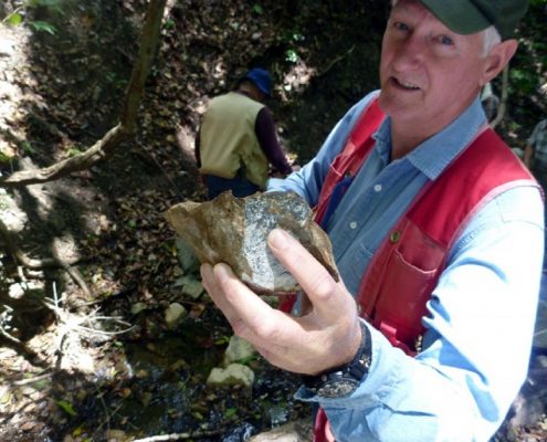 Geologist Richard Bybee with sample at the La Chorrora Property.